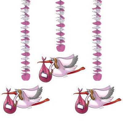 Geboorte Roze Hangdecoratie, 3st.