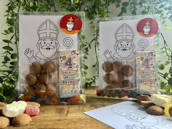 Traktatie sinterklaas met waskrijtjes