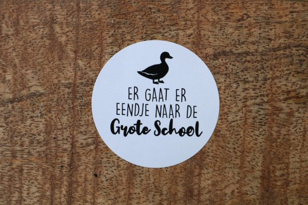 Sticker er gaat er eendje naar de grote school Sticker er gaat er eendje naar de grote school