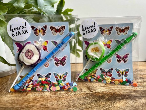 Vlinder traktatie met pen Vlinder traktatie met pen