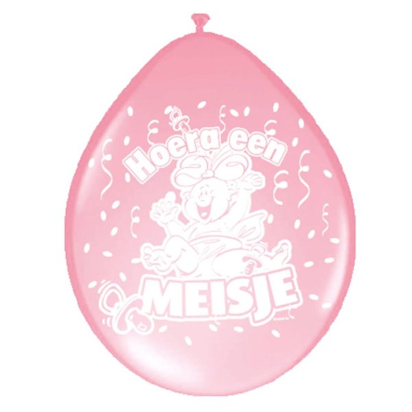 Ballonnen Hoera een Meisje, 8st. Ballonnen Hoera een Meisje, 8st.
