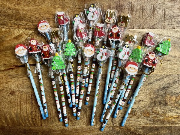 Kerst potlood met gum Kerst potlood met gum