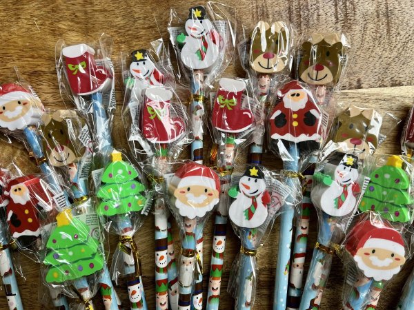 Kerst potlood met gum Kerst potlood met gum