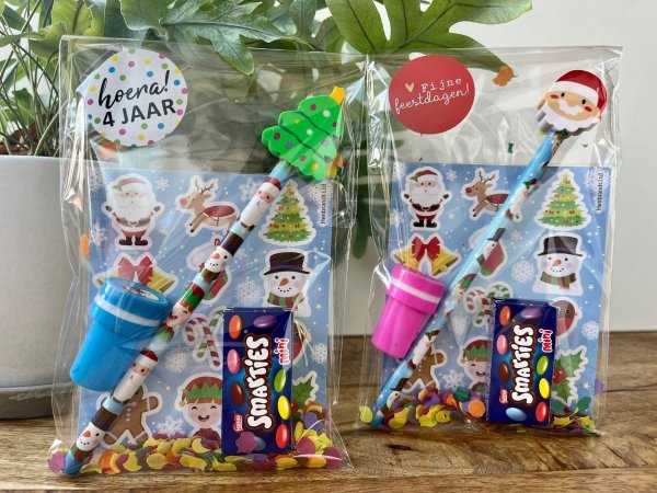 Kerst potlood traktatie met stempel Kerst potlood traktatie met stempel
